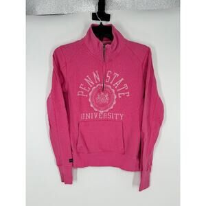 Vintage Y2K Jansport Penn State PSU Quarter Zip Sweatshirt Pink Thumb Holes Smal